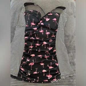 Torrid Tankini black with flamingos